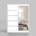 White Series 150 cm Sliding Door Wardrobe with Mirror Widths 100/120/150/180/200/250 cm Furniture for Bedroom Living Room Wardrobe with Hanging Rail