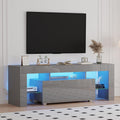 130cm High Gloss Grey TV Stand Cabinet With RGB LED Lights