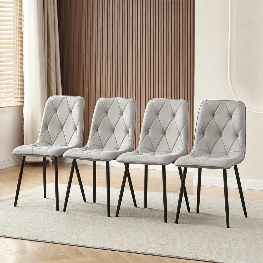 95cm Round Oak Wood Dining Table and Grey Velvet Chairs Set of 4