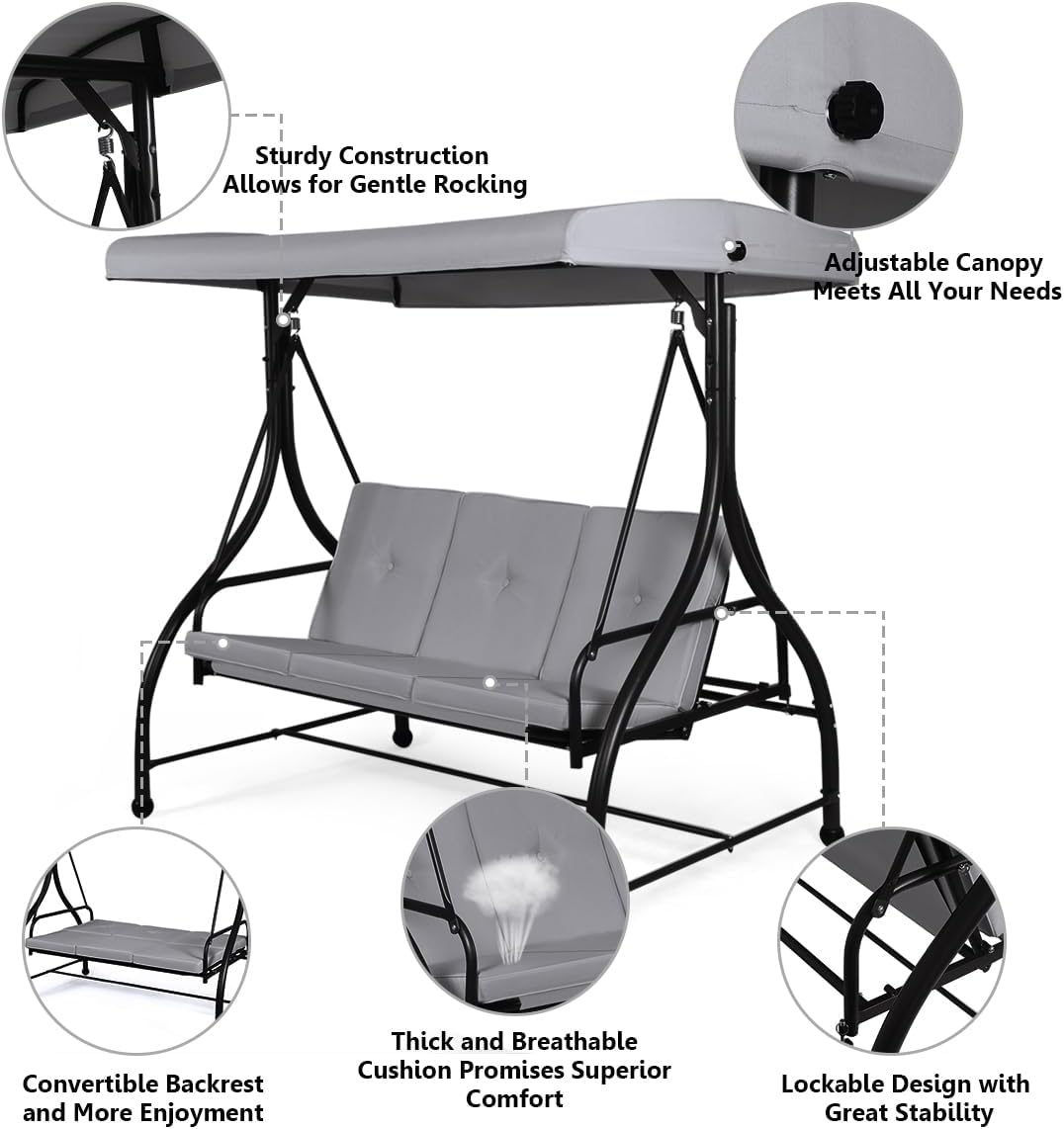 3 Seater Garden Swing Chair