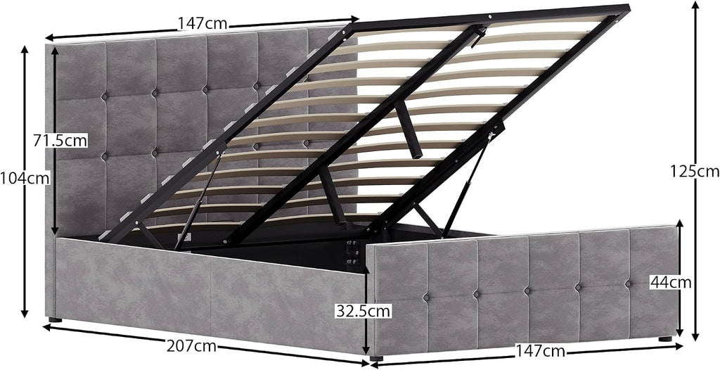 Valentina Double Ottoman Storage Bed Frame