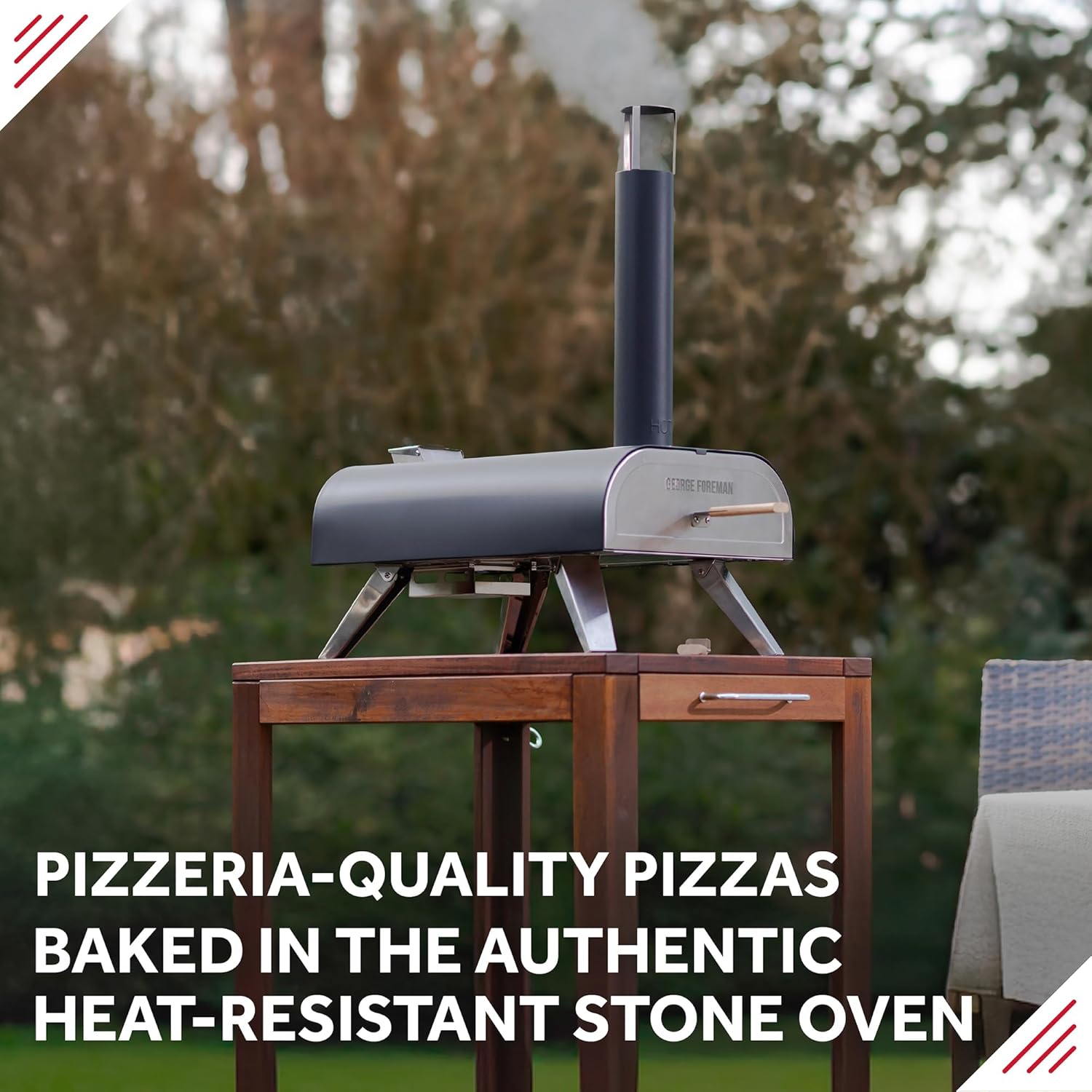 Outdoor 12 Inch Wood Pellet Portable Wood Fired Pizza Oven Black with Paddle and Carry Bag
