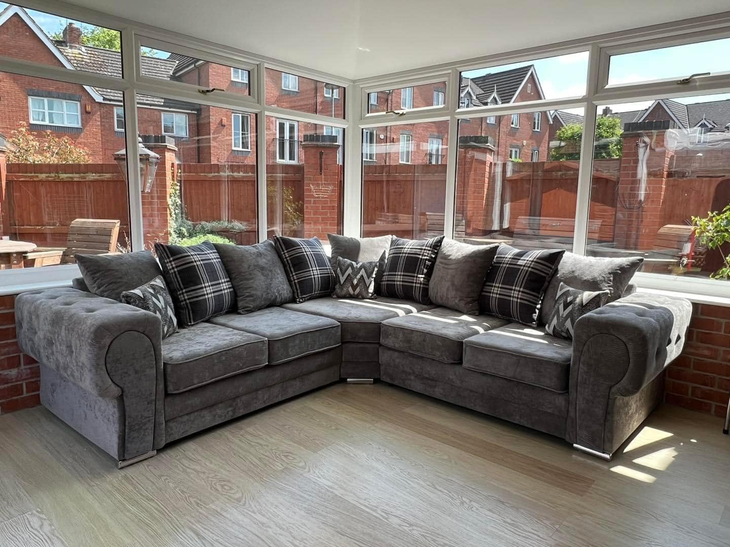 2C2 Corner Sofa Grey Fabric
