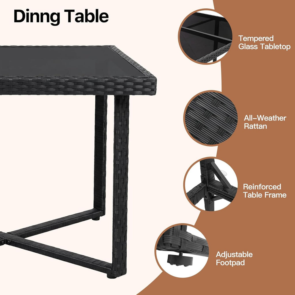 8 Seater Rattan Garden Dining Set with Table