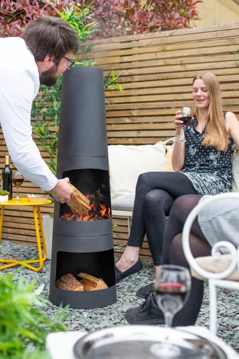 Circo - Steel Chiminea - Patio Heater - Log Burner - Easy to Assemble - Black,