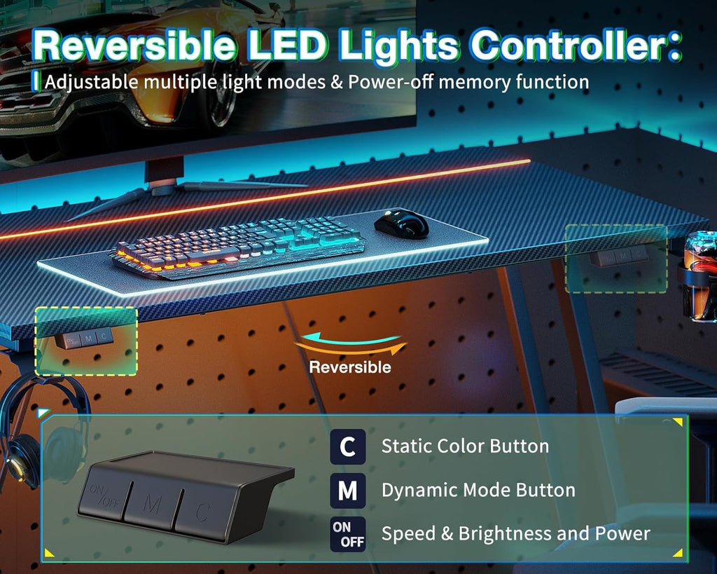 Gaming Desk with LED Lights
