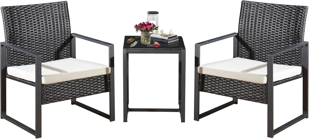3 PCS Rattan Garden Furniture Set