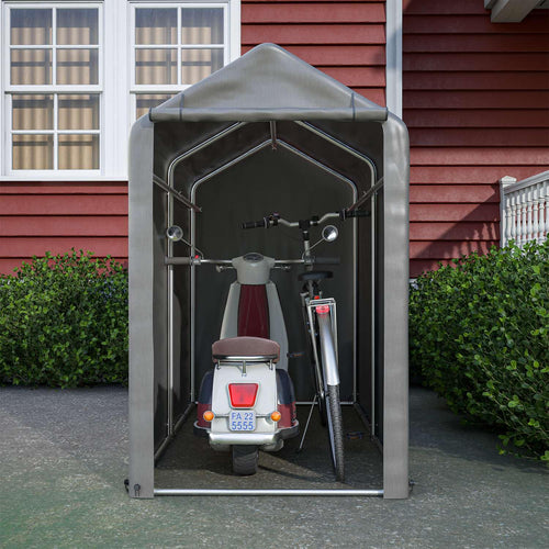 1.8M*1M Garden Waterproof Anti-UV Bike Storage Tent Bicycle Motorcycle Shed Shelter Outdoor Backyard Steel Frame PE Cover Zipper Door Small Grey