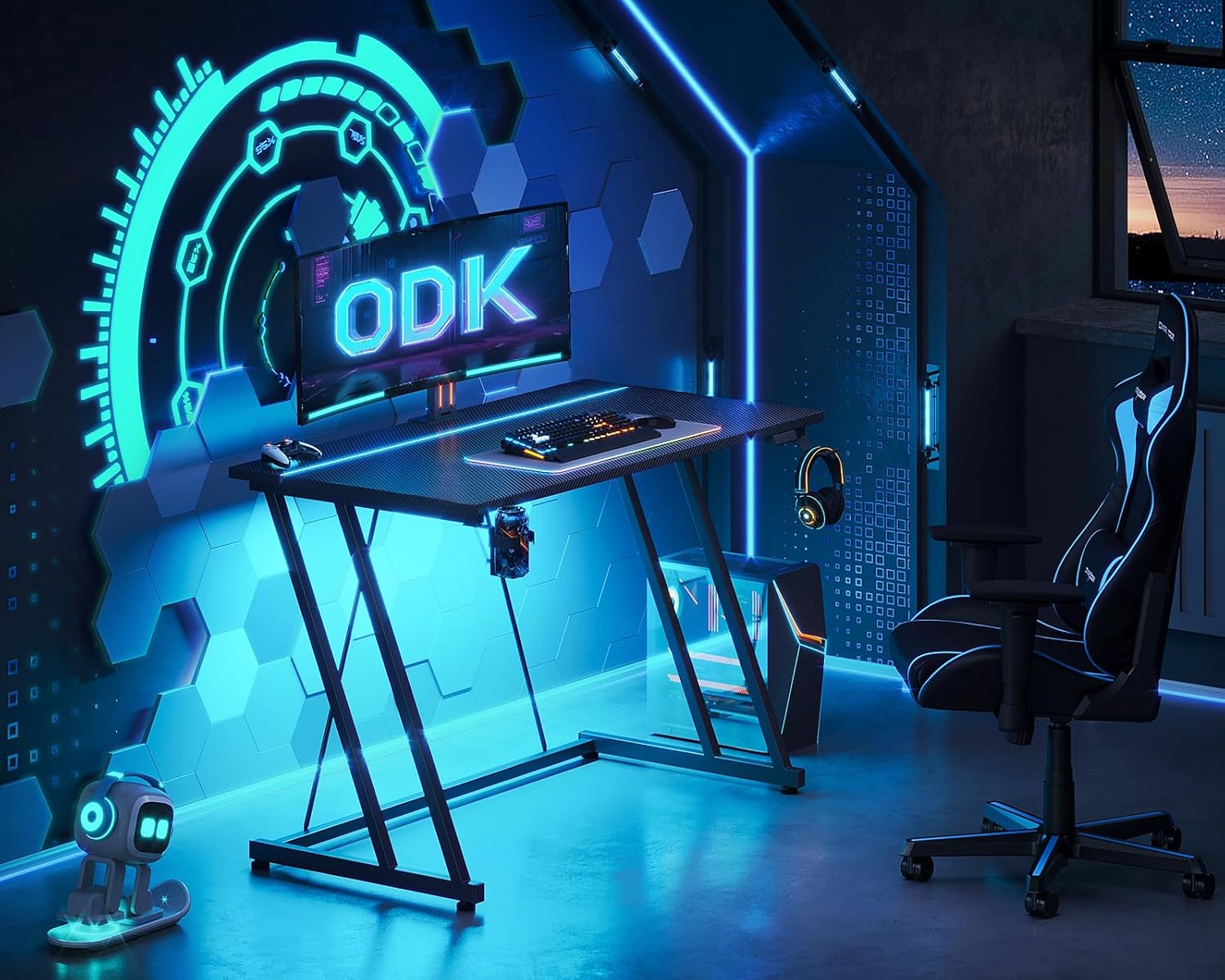 Gaming Desk with LED Lights