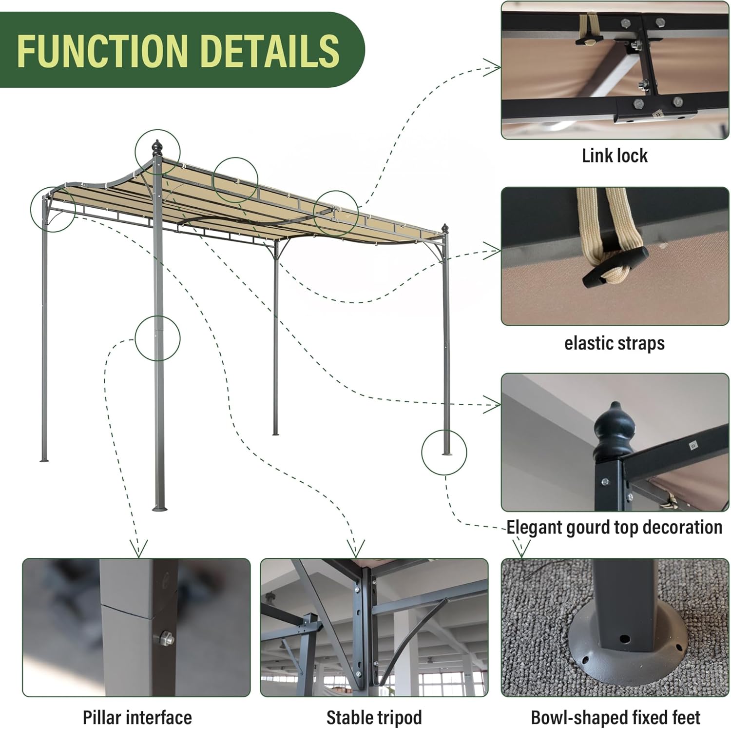 2.9 x 2.5m Pergola Gazebo with Metal Frame