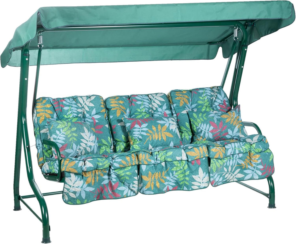 3 Seater Garden Swing Seat with Adjustable Water-Resistant Canopy and Classic Cushions