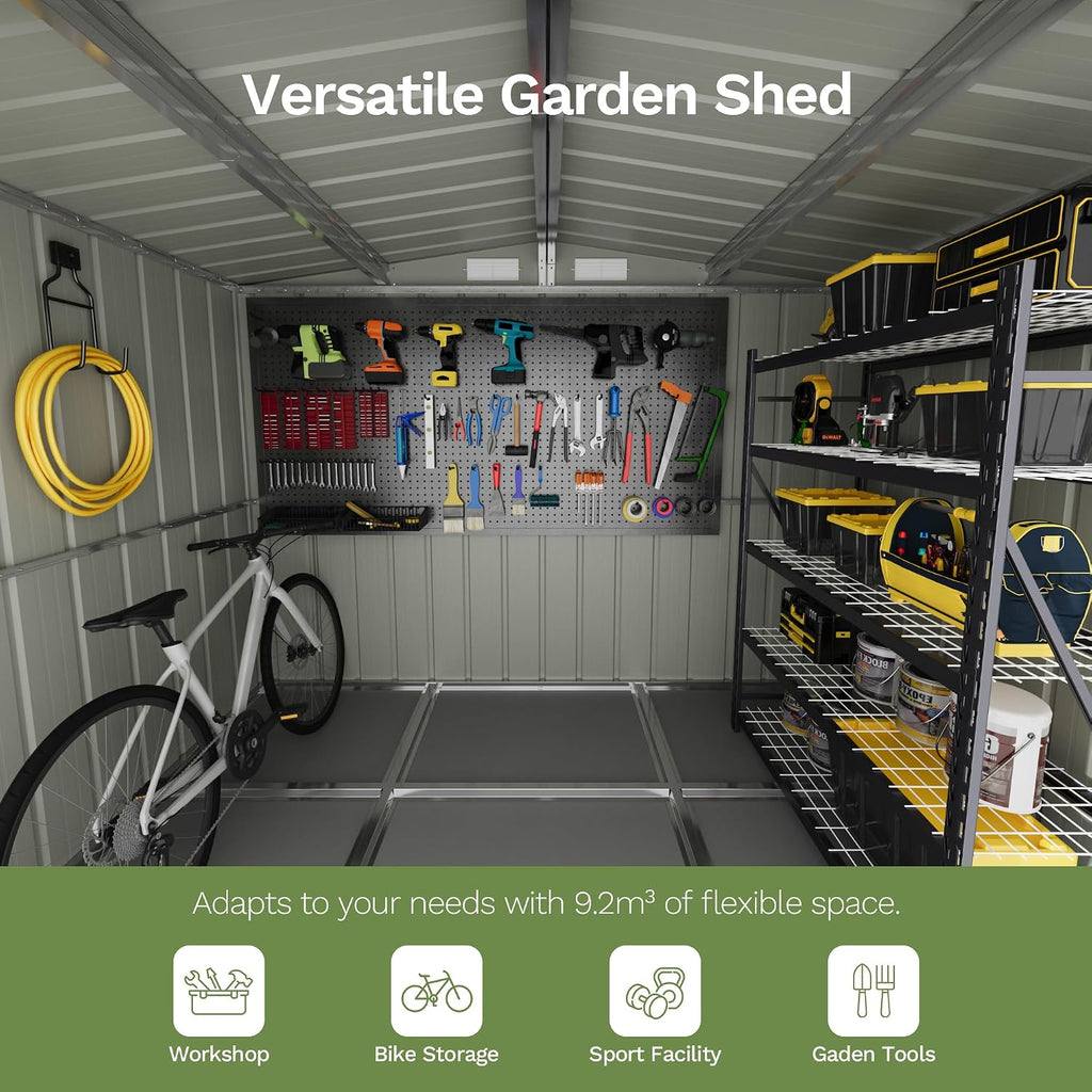 8x7ft Metal Garden Shed with Easy Assembly