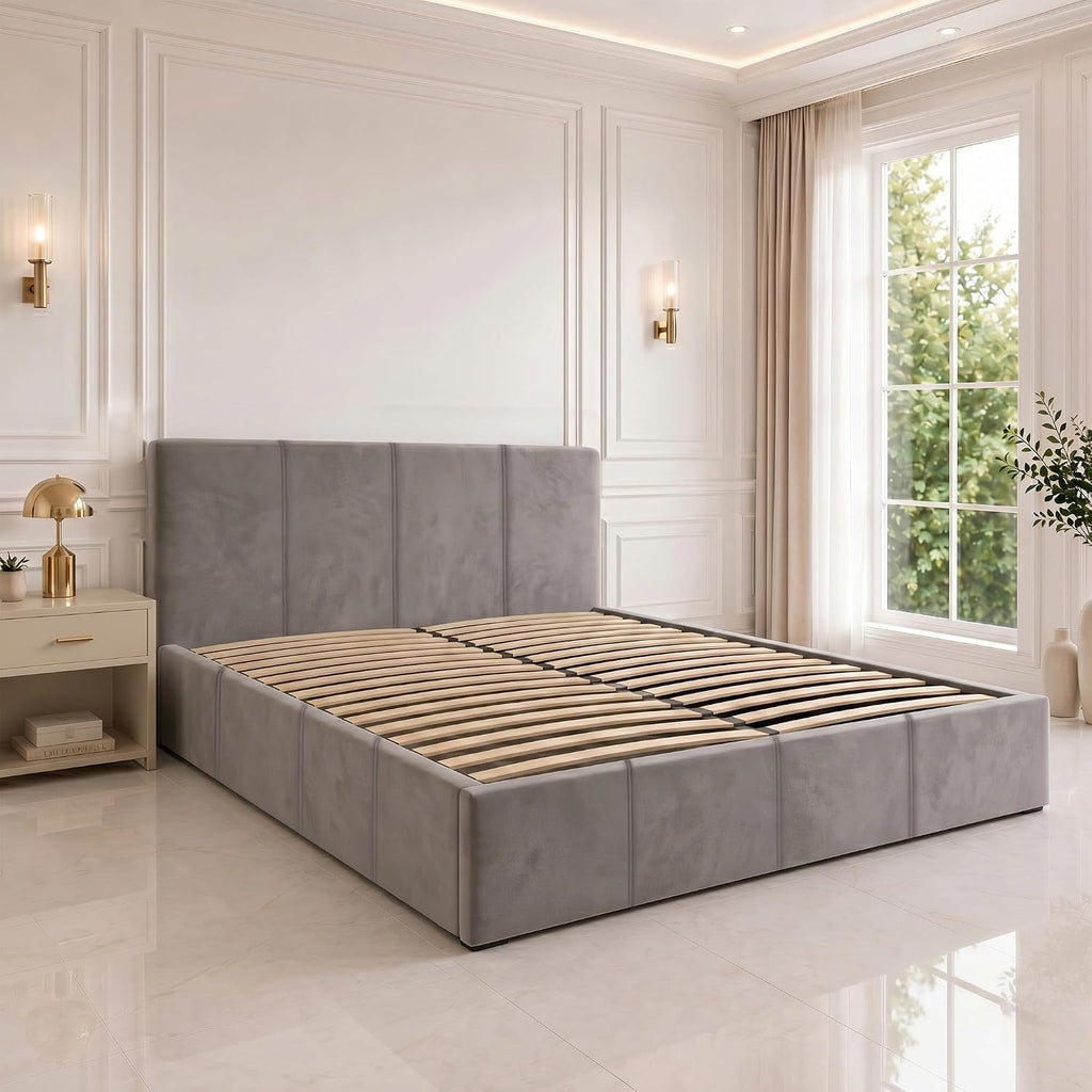 3FT Single Size Modern Selena Ottoman Gas Lift Storage Premium Fabric Bed - Grey