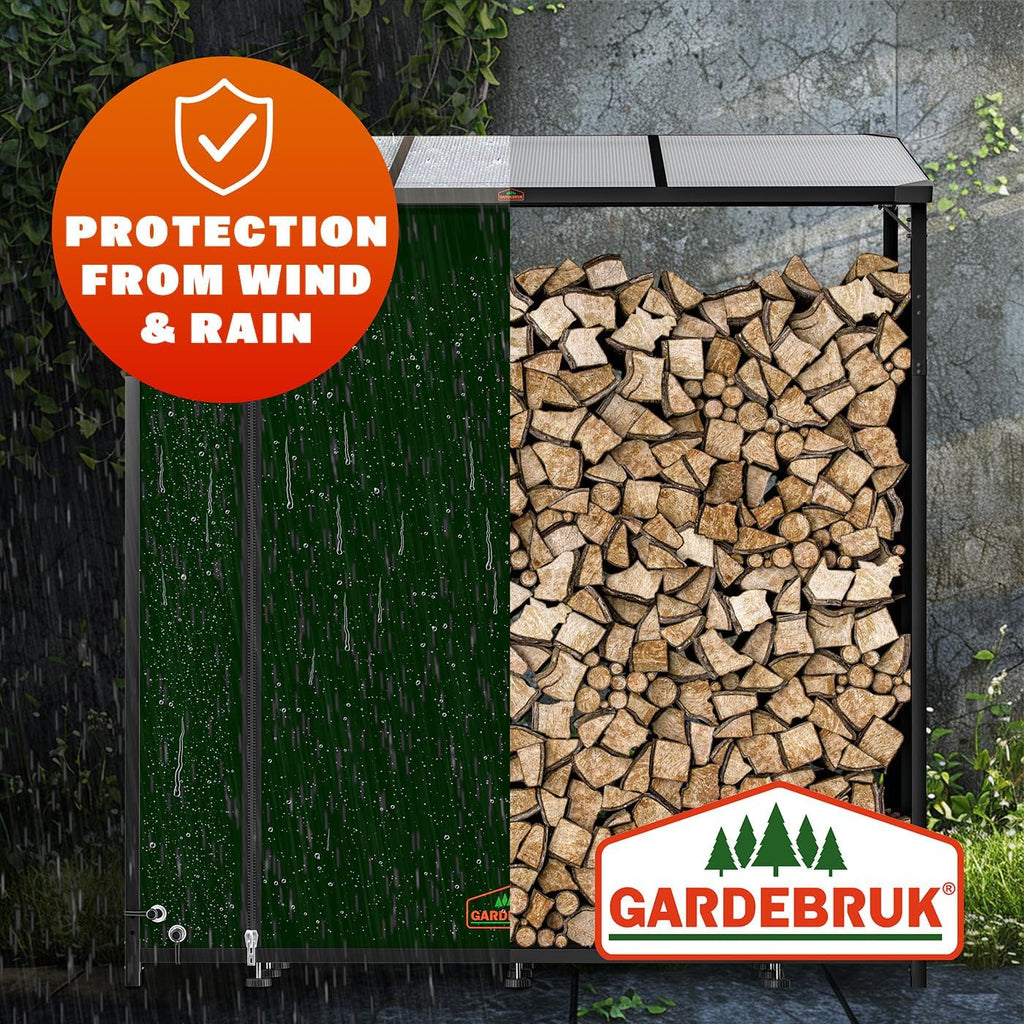 XXL Outdoor Steel Firewood Rack with Polycarbonate Roof &amp; Cover