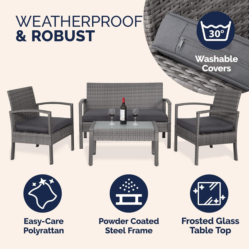 4 Piece Rattan Garden Furniture Set