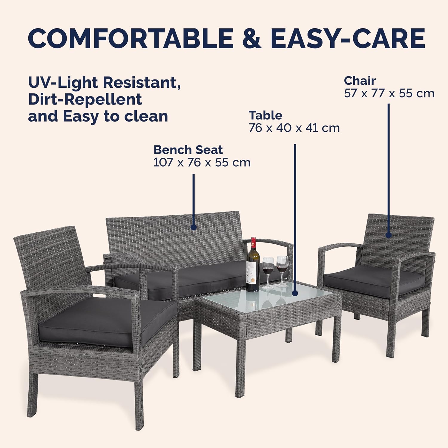 4 Piece Rattan Garden Furniture Set