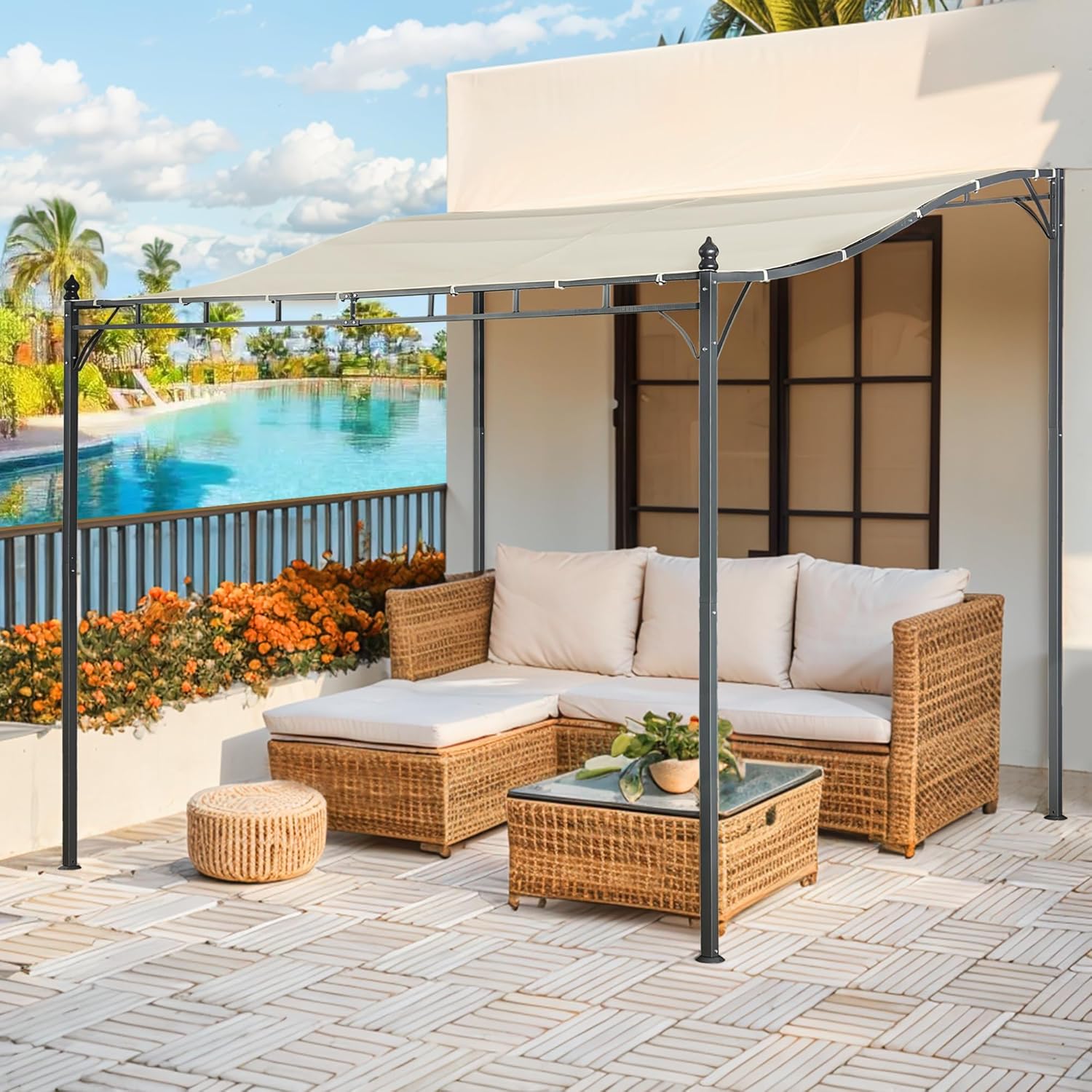 2.9 x 2.5m Pergola Gazebo with Metal Frame