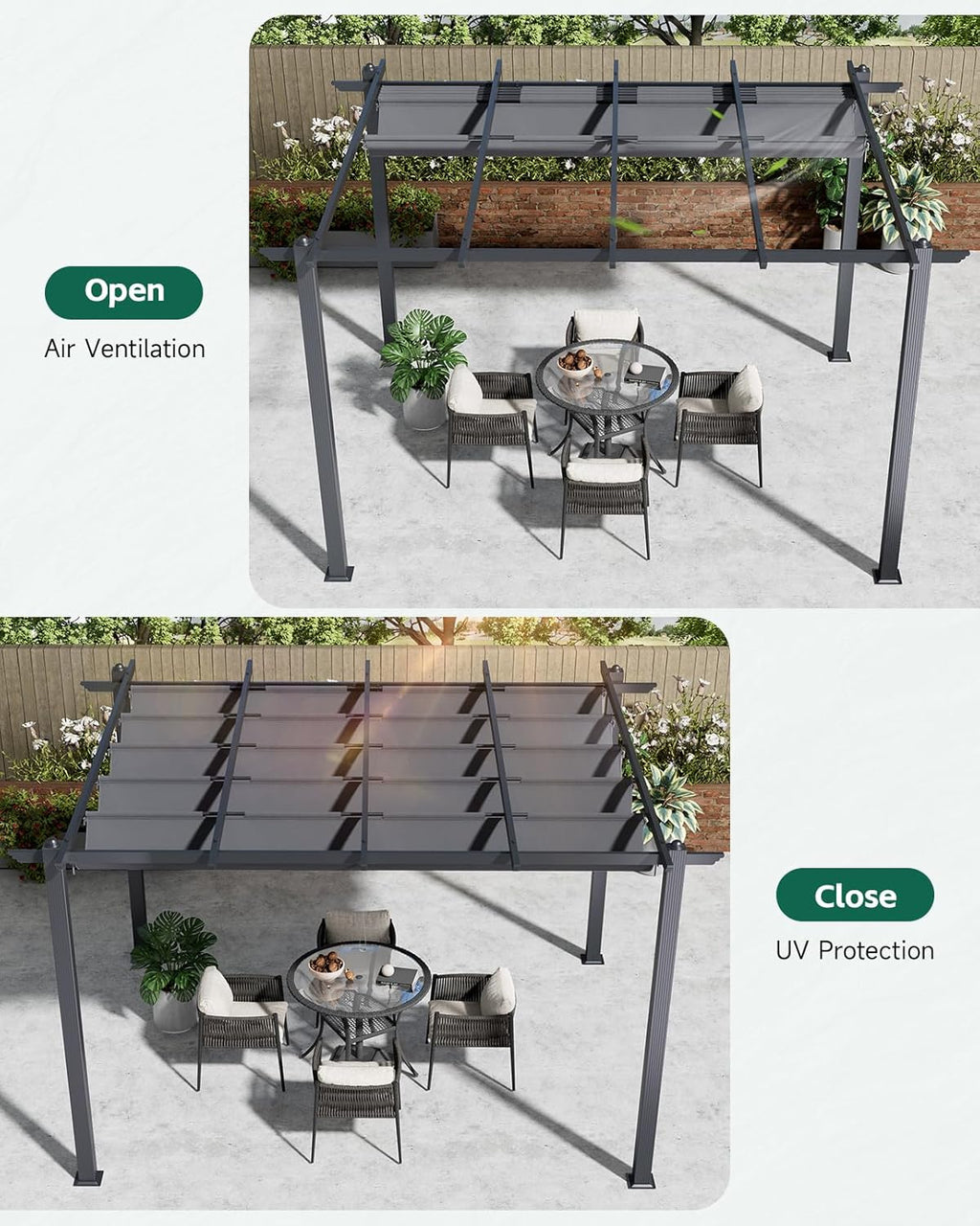 The Fellie 3M x 4M Aluminium Pergola with Retractable Roof