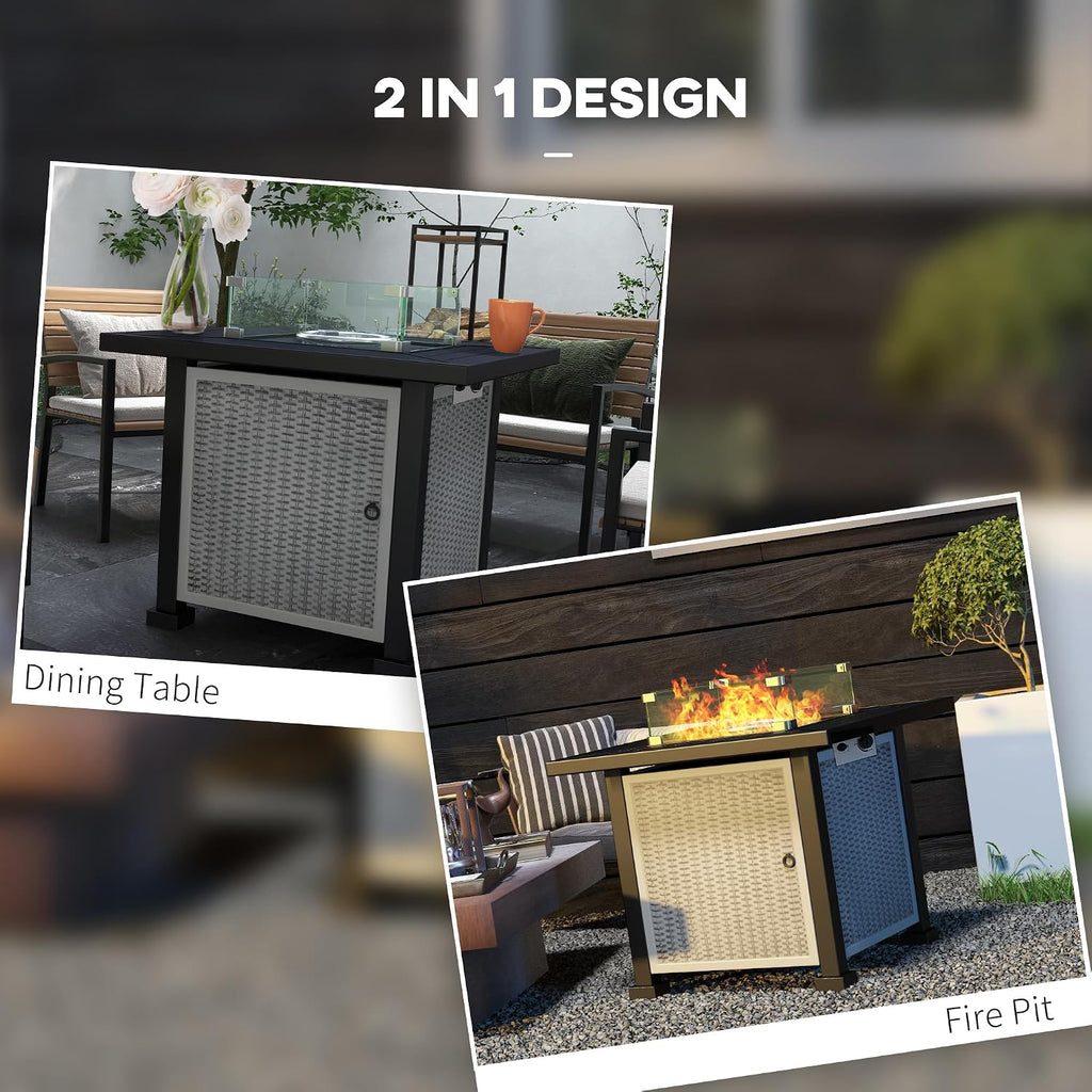 Square Propane Gas Fire Pit Table