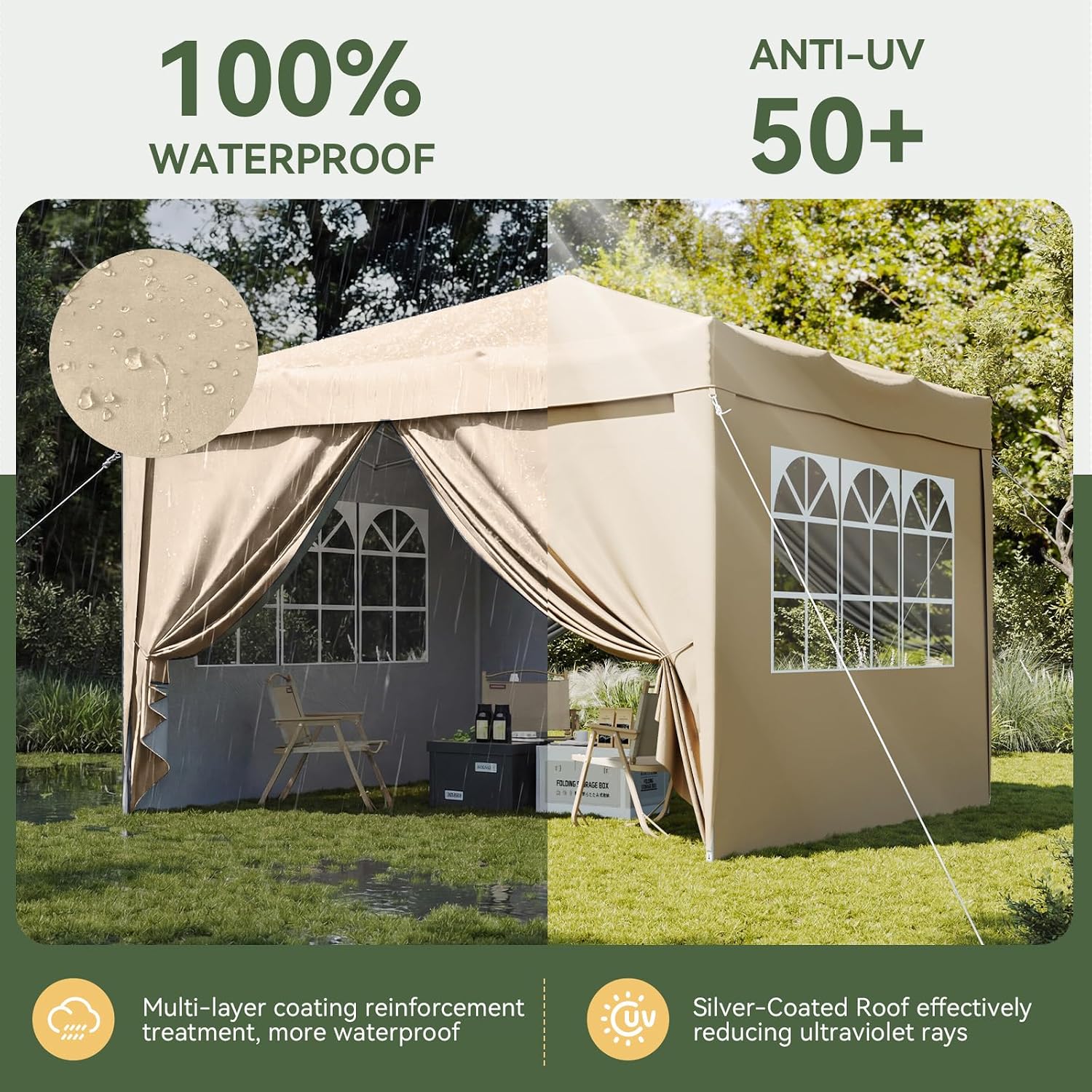 Gazebo with Sides 3m x 3m