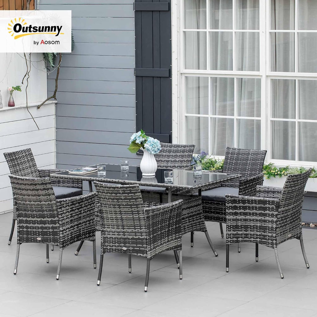 7-Piece Rattan Garden Furniture Set with Cushions