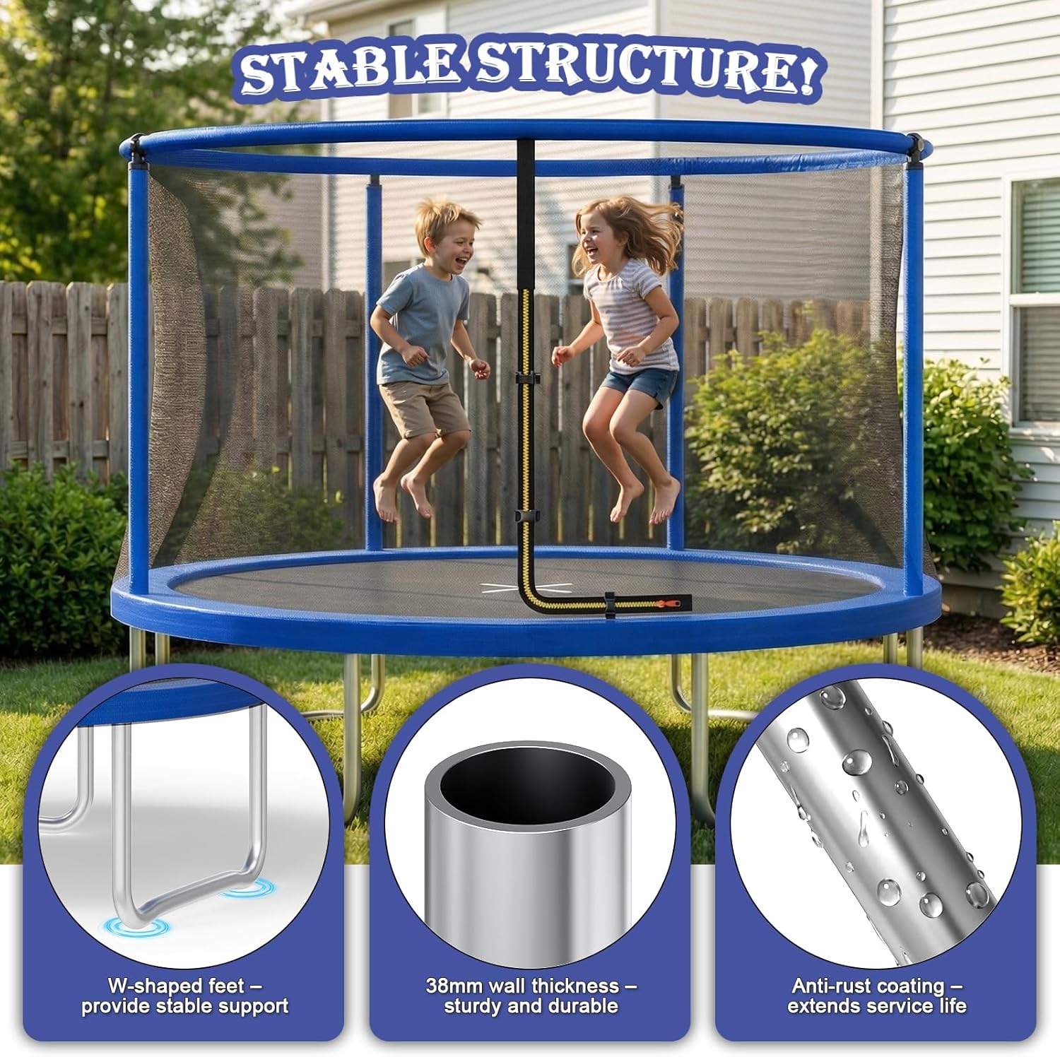 6/8/10/12ft Outdoor Trampoline with Safety Enclosure Net - Complete Outdoor Garden Trampoline for Kids &amp; Adults Spring Tool Home Fitness Family Play Equipment