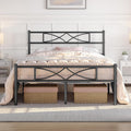 5ft King Bed Frames Metal Slatted Bed Platform with Curved Design Headboard and Footboard