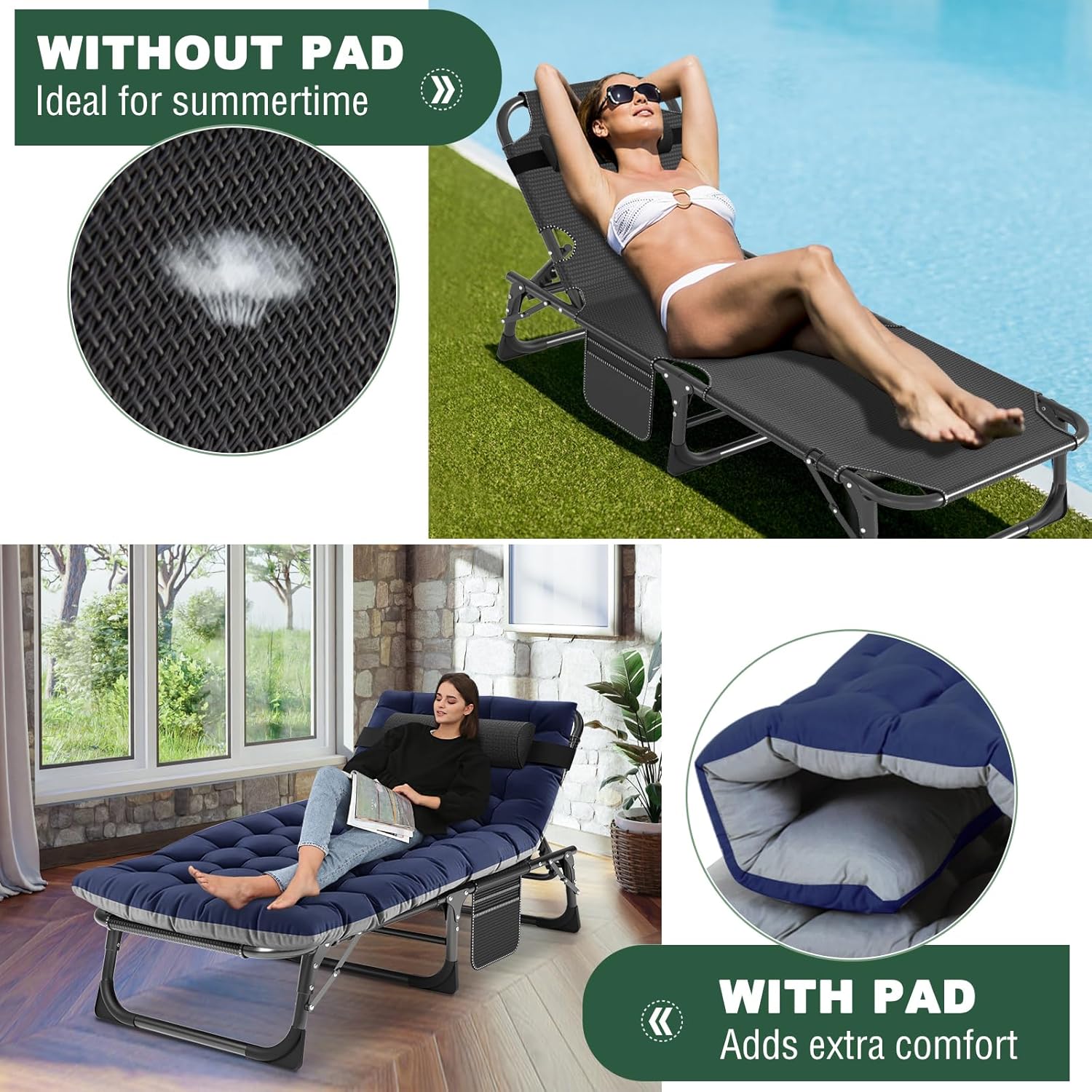Folding Sun Lounger for Garden