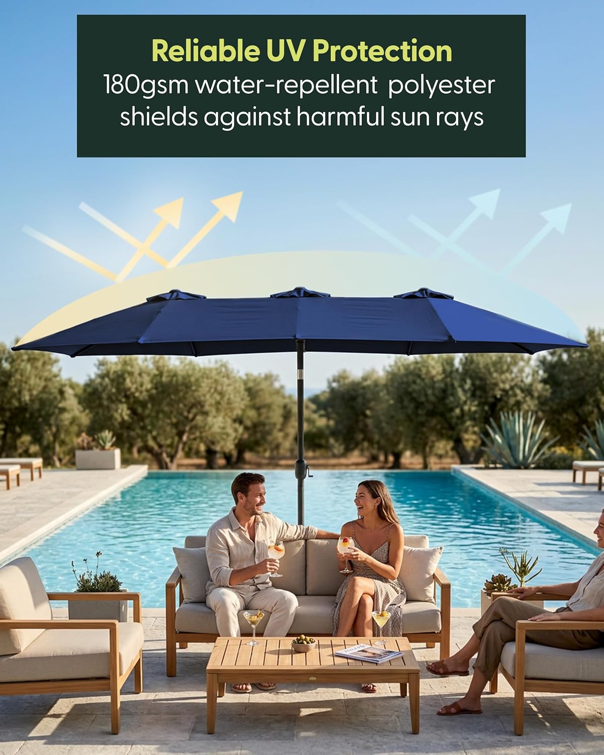 Double Garden Parasol with Base and Cover 4.5x2.7m