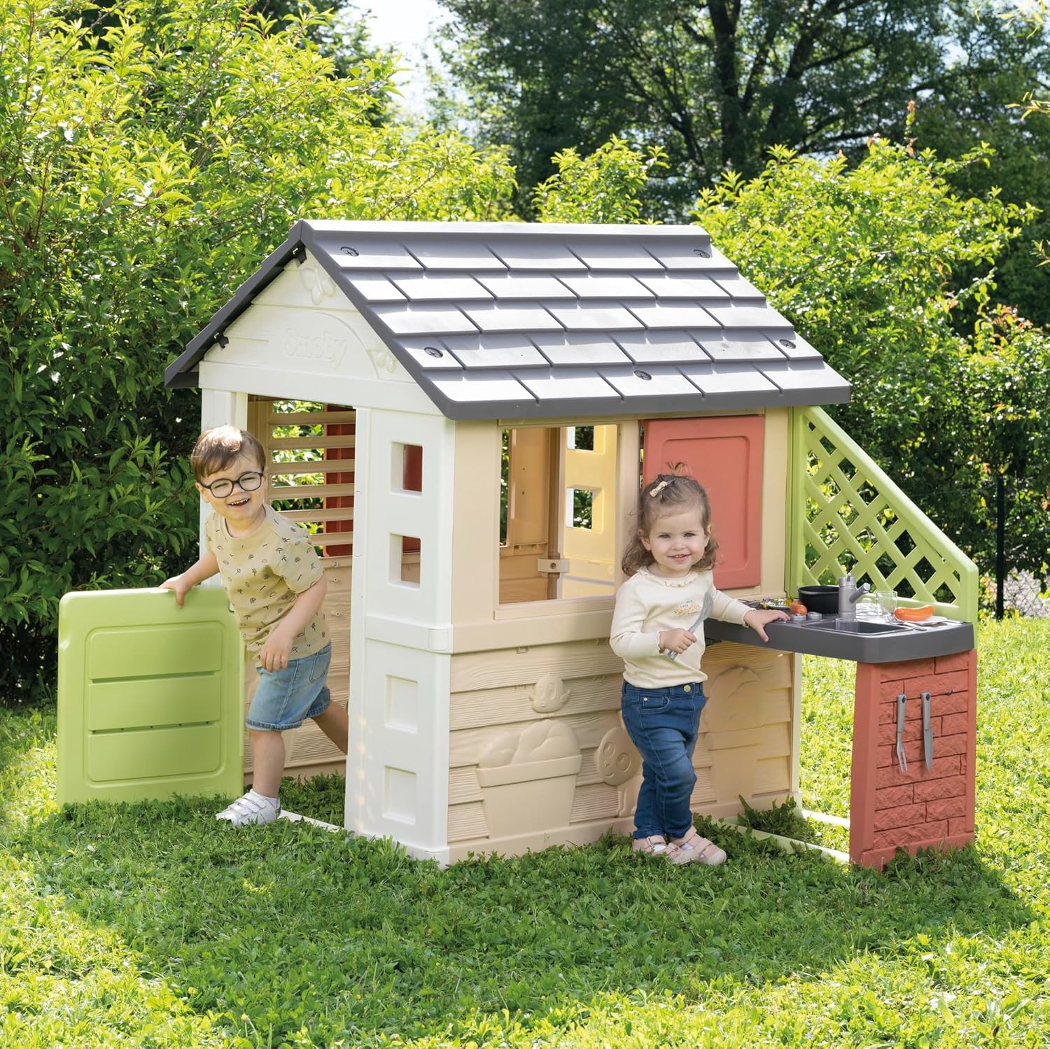 PLAYHOUSE + KITCHEN PLAYHOUSE. Indoor/outdoor sustainable play with 51% recycled material