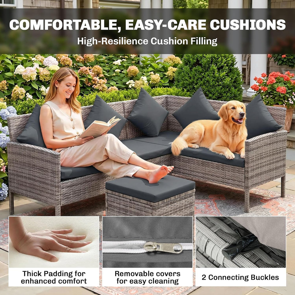 5 Pieces Rattan Garden Furniture Set