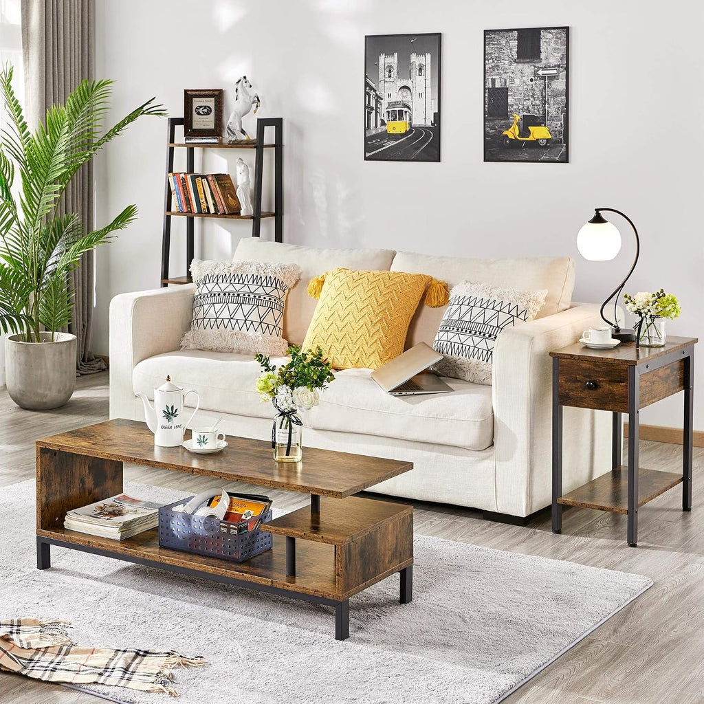 Industrial-Style TV Stand with Open Storage Shelves