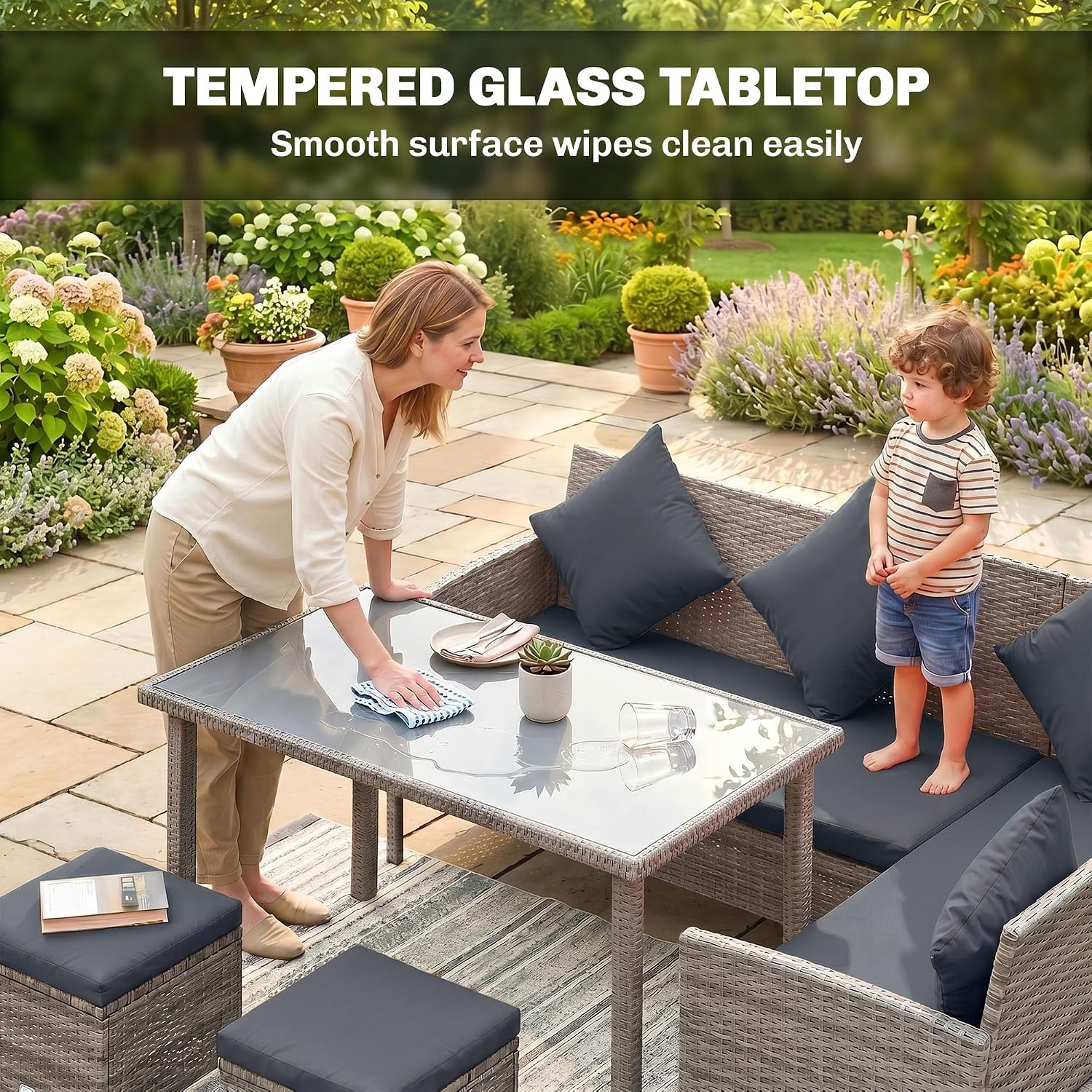 5 Pieces Rattan Garden Furniture Set